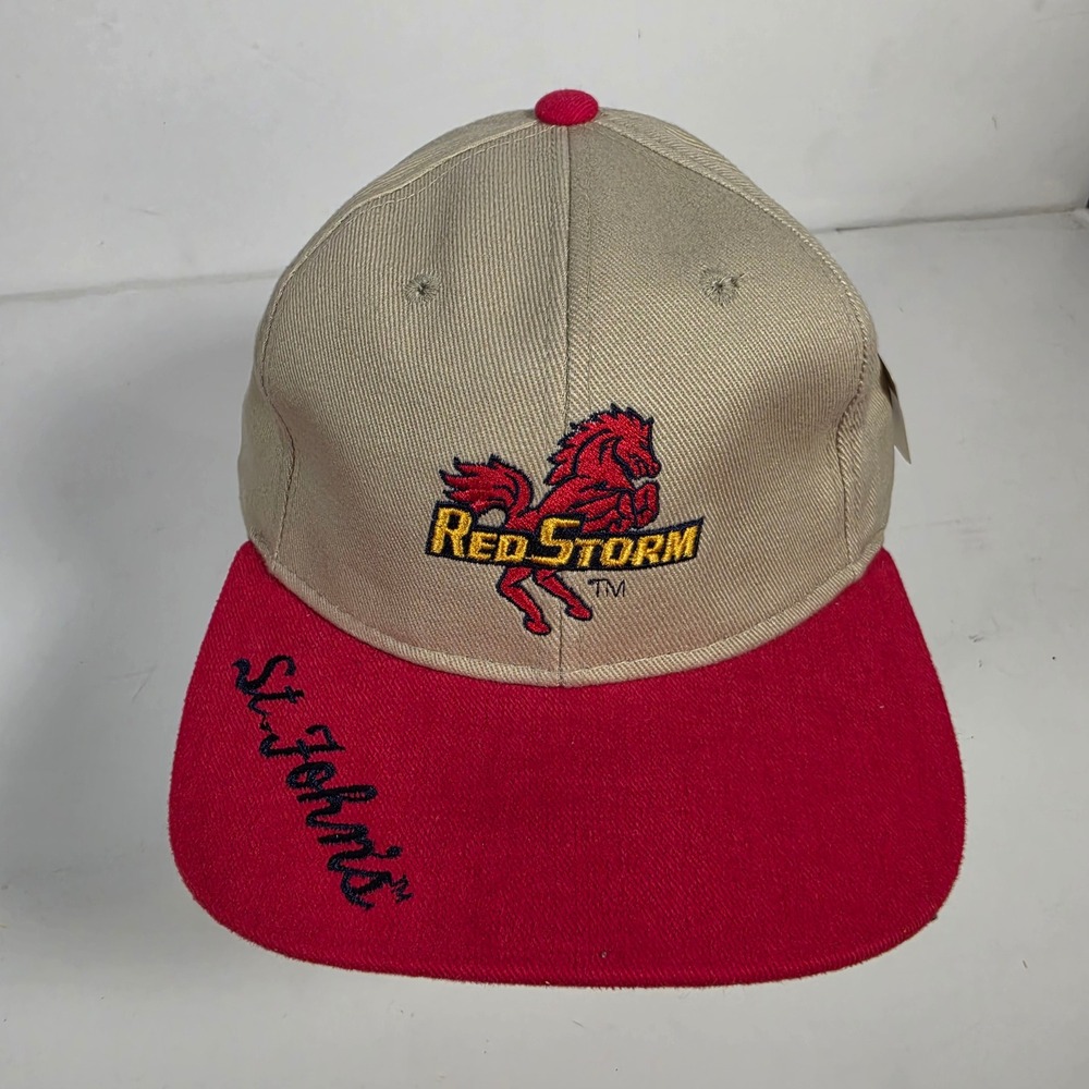 Premore St. Johns Red Storm Hat Tan Red Strapback Vintage NCAA Cap OSFA